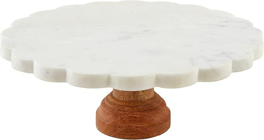 Mud Pie Marble Cake Stand, 12" dia, White