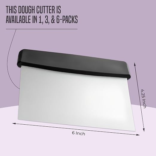 OCS Parts 6-Pack 6" Stainless Steel Dough Cutter and Bench Scraper | Black Handle | Cutter for Pizza Dough, Bread, and Pastry Dough | Multipurpose Kitchen Utensil