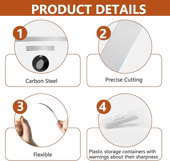 Polymer Clay Cutters - Premium Stainless Steel Clay Cutting Tools Set with 2 Straight Tissue Blades for Polymer Clay, 3 Curved Wave Blades, Professional Clay Slicing Tool Kit -Protect Fingers