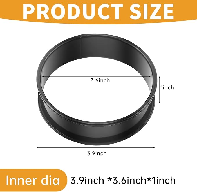 RICHSC-PAN Crumpet Rings, 4Inches Outside Diameter 3.6 Inches Inside Non-Stick English Muffin Rings 8 Packs, Stainless Steel Double Roll Upgrade Design, Suitable For All Kinds of Breakfast.