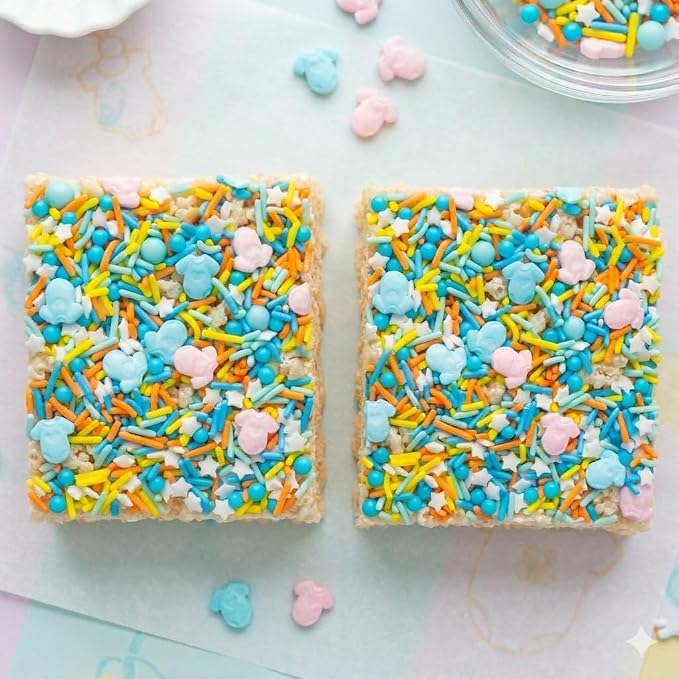 Oasis Supply Baby Shower Sprinkles & Sugar Shapes – Edible Decorations for Cakes, Cupcakes, and Cookies – Gender Reveal, Boy, Girl, and Neutral Party Baking Decorations -- Pink/ Blue Onsies with Sprinkle Mix