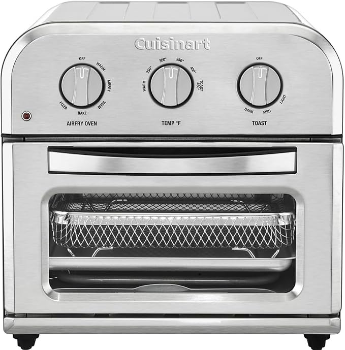 Cuisinart TOA-26 Compact AirFryer/Convection Toaster Oven Stainless Steel Bundle with Deco Chef Premium Bamboo Cutting Board and 2 YR CPS Enhanced Protection Pack
