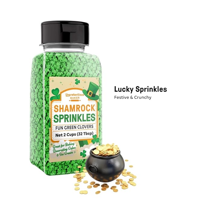 Unpretentious Shamrock Sprinkles, 2 Cups, Vibrant & Colorful, St. Patrick's Day, Dessert Decoration