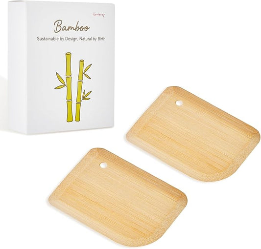 Bamboo Pan Scraper, Pot Scraper, Food Scraper, Kitchen Scraper Tools for Cast Iron Skillets, Cookware, Dishes, Pans and Pots (2 Pcs)