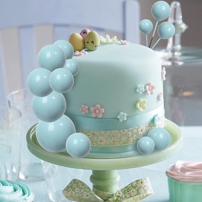 30 PCS Balls Cake Topper DIY Cake Insert Toppers Ball Cake Picks Cupcake Topper for Birthday Party Baby Shower Wedding Cake Decoration（Blue）