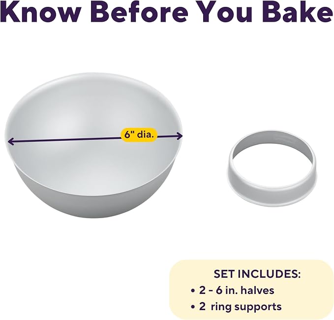 Wilton 3D Sports Ball Cake Pan Set, Aluminum Bakeware for Shaped Cakes, Durable, Even Heating, Rust-Resistant, Includes 2 Half-Sphere Pans, Packaging May Vary