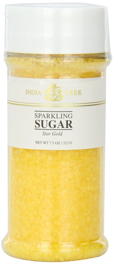 India Tree Gold Sparkling Sugar, 7.5 oz | Vibrant Decorating Sugar for Cakes, Cookies & Holiday Desserts