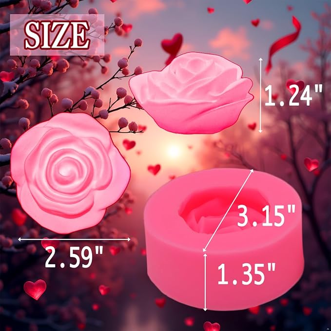 2 Pcs Large Size Rose Flower Silicone Molds - Candy & Chocolate Molds, Wedding Cake Decorating Tools, Fondant Sugarcraft Cake Molds