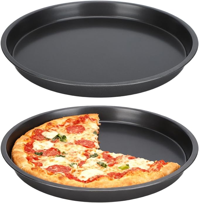 2 Pack 10 Inch Deep Dish Pizza Pan for Oven, Heavy Duty Nonstick Carbon Steel Round Baking Tray, Dishwasher Safe & Warp Resistant – for Homemade Pizza, Cookies, Pie, Cake, Roasting (10in)