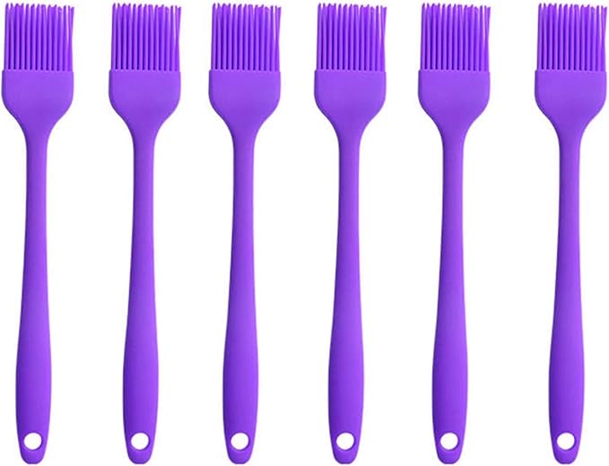 Silicone brush, Oil Brush for BBQ Kitchen Cooking Baking and Grilling (6 PCS,purple)