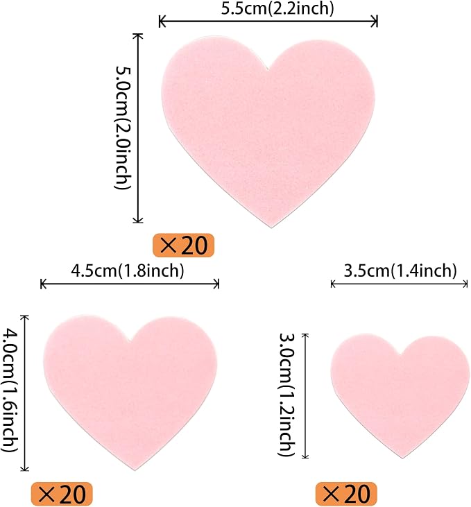 60 PCS Edible Heart Cupcake Toppers Sweet Love Valentine's Day Cake Decorations Edible Heart Cupcake Picks for Valentine's Day Wedding Engagement Birthday Party Food Decorations Supplies Light Pink