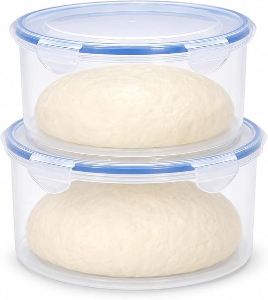 2Pack Dough Proofing Box,4.5/3 Qt Stackable Sourdough Pizza Proofing Container with Airtight Lid,Large Capacity Bread Proofing,Round Dough Proofing Bucket for Family Size Dough Box(Clear)