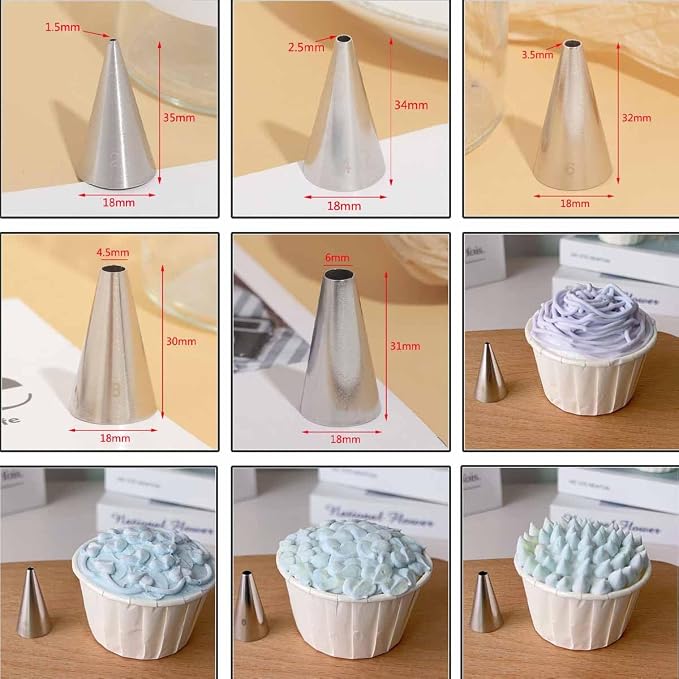 20 PCS Round Piping Tip Stainless Steel Cream Cupcake Nozzles Frosting Macaron Cake Decorating Tools Multipurpose Pastry Piping for Small Pastries Puffs Cupcakes Filling Donuts Other Pastries（5 Sizes）