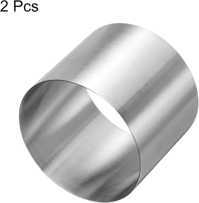 HARFINGTON 2PCS Round Cake Ring 2 x 2 Inch Seamless Stainless Steel Pastry Mousse Dessert Ring Mirror Coating for Baking Cooking Making Tool