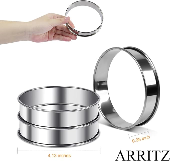 3.15inch English Muffin Rings, 6pcs Double Rolled Stainless Steel Rings Molds for Cooking English Muffin Cake Moulds Cake Rings