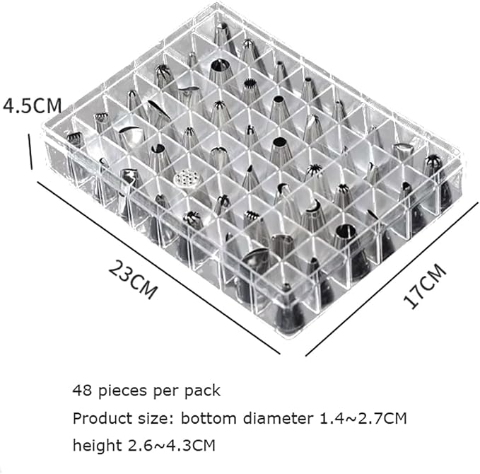 Piping Tips 24/48pcs Pastry Nozzles Stainless Steel Icing Tips Russian Tips Decorating Tips Piping Kit Icing Nozzles Tips for Cookies(48 pcs Set)