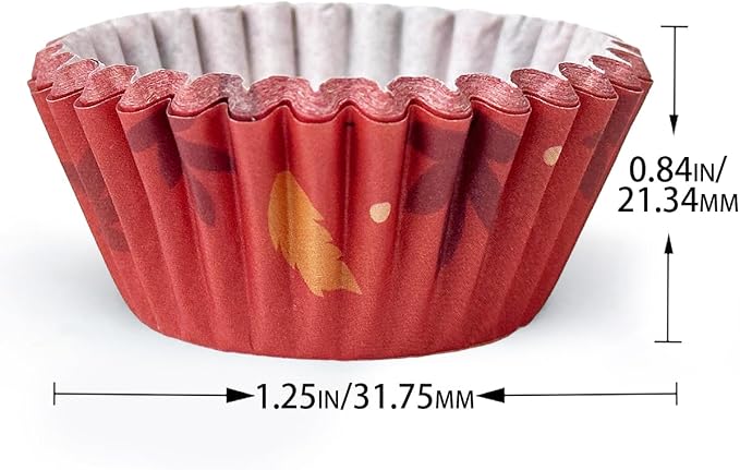 qiqee Thanksgiving 300PCS Mini Cupcake Liners Cupcake Cups 6 Designs Thanksgiving Turkey Cupcake Papers Baking Cups Cupcake Wrappers (Small Size)