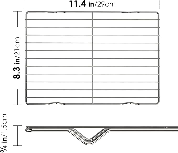 Adorila 2 Pack Cooling Rack for Baking, 8.3" x 11.4" Stainless Steel Grill Rack, Small Grid Baking Rack for Baking Cooking Roasting Oven