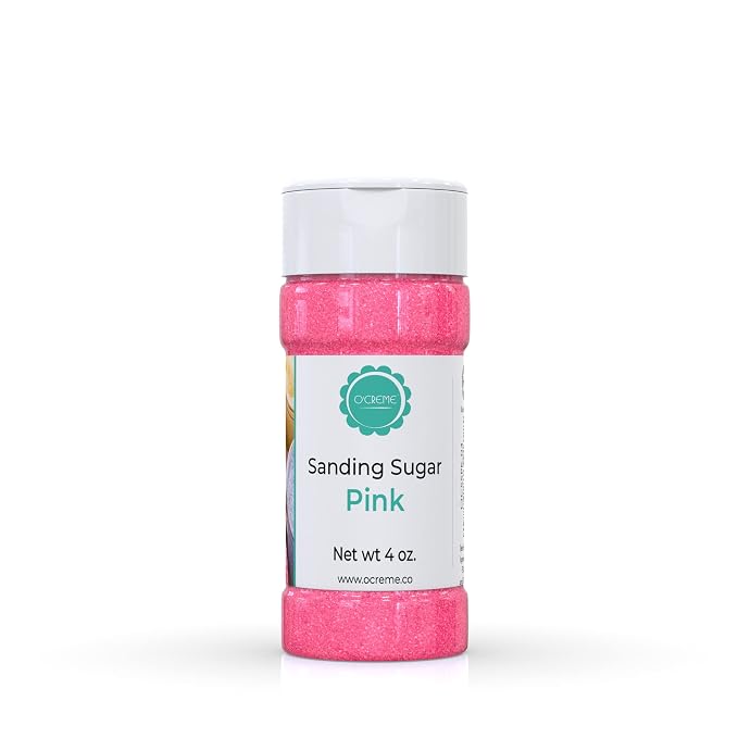 O’Creme Sanding Sugar for Cookie Decorating – Eye-Catching Pink Sugar Crystals for Unique Cake Toppings – Extra Sugar for Cake Toppings, Cupcakes and Cookies – Ideal Decoration Solution - 4 Oz, Pink