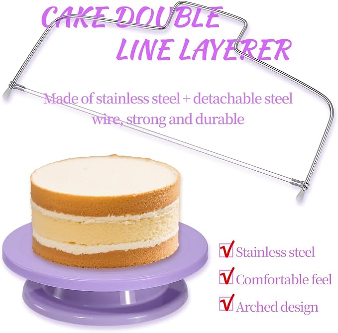 Cake Stand Rotating Turntable kit with Reusable Piping Bag and Piping Tips,Offset Spatula,Cake Decorating Tools for Beginners