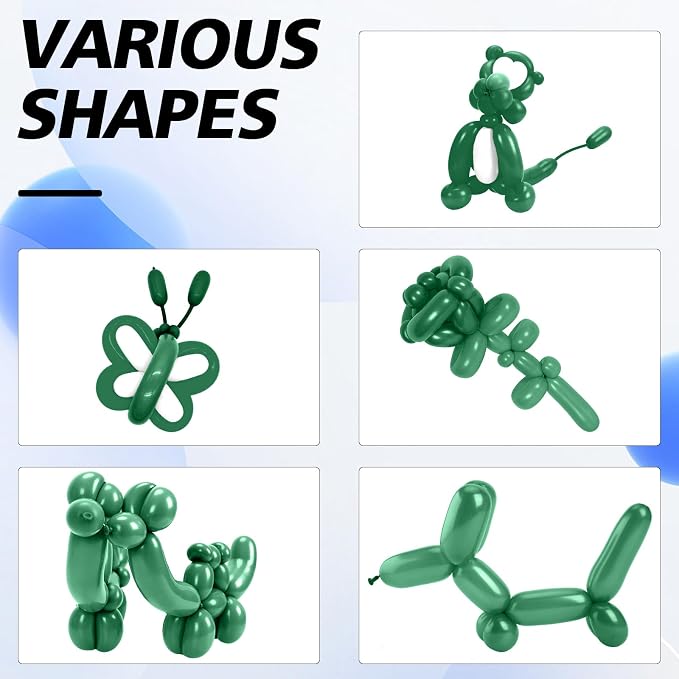 260 Balloons, 50pcs Dark Green Long Balloons for Arch, Animals Kit, Twisting