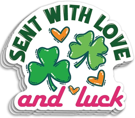 200 PCS St. Patrick's Day Packaging Stickers,Sent with Love and Luck,Clover Sticker for Small Business Envelopes Shipping Boxes Gift Packaging