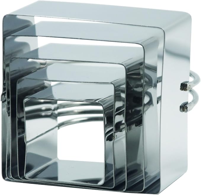 Square Biscuit Cutters with Handle,5 PCS Set Stainless Steel Square Cookie Cutter Molds for Baking Pastries Doughs Doughnuts