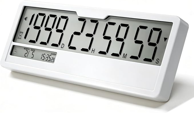 Digital Countdown Timer Clock 9999 Days Calendar Timer, Custom Past Date Countup & 6 DIY Writeable Stickers, Magnetic Count Down Clock for Retirement Wedding Pet Memorial Vacation Classroom Lab