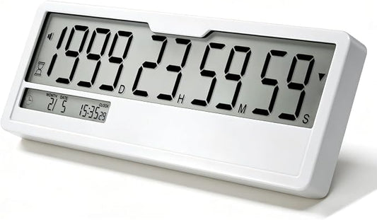 Digital Countdown Timer Clock 9999 Days Calendar Timer, Custom Past Date Countup & 6 DIY Writeable Stickers, Magnetic Count Down Clock for Retirement Wedding Pet Memorial Vacation Classroom Lab