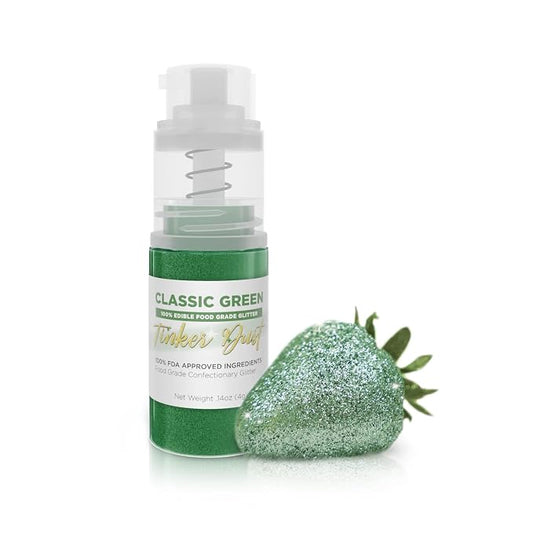 Bakell - Classic Green Tinker Dust (4g, 1x Mini Spray Pump) Edible Glitter for Food, Desserts, and Baked goods!