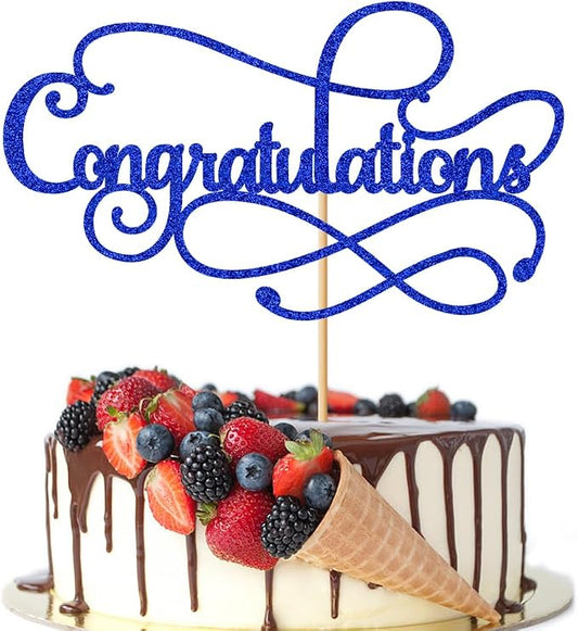 Congratulations Cake Topper,Congratulations 2026 Graduation Cake Topper,Graduation, Wedding, Retirement, Birthday, Anniversary, Celebration Party Decorations Supplies(Royal Blue)