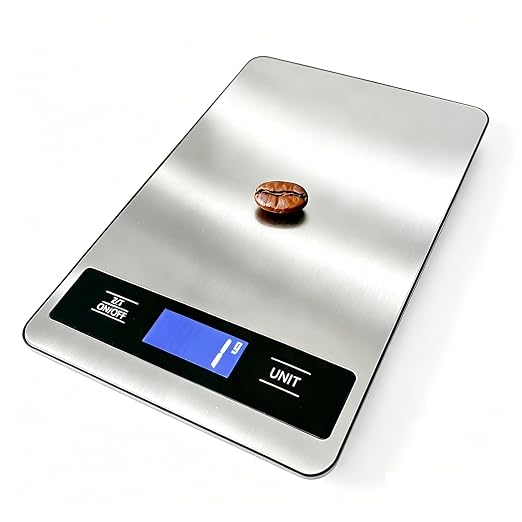 33lb/15kg Digital Food Scale for Kitchen, Measuring Recipes, Meat, Pet Care | 1g High Precision Stainless Steel Scale with Timer, Tare & Unit Conversion (g/oz/ml/lb) for Baking, Coffee, Bread, Meat