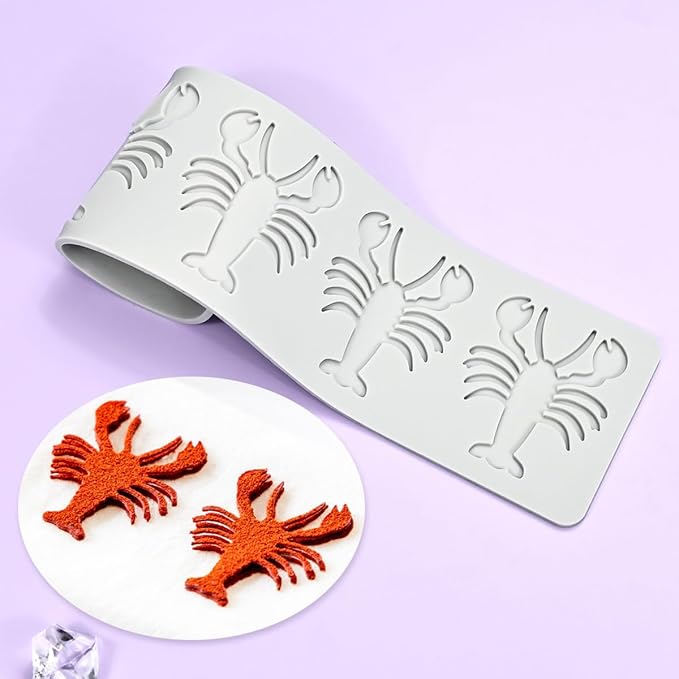mostsom Sugarcraft Lace Mold Cake Border Decoration Lace Mat for Fondant Wedding Cake Decorating Baking Cake Decorating Crayfish Tools (E_ Crayfish)