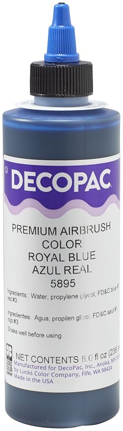 DecoPac Royal Blue Food Coloring, 8 Fl Oz Airbrush Food Color, Edible Airbrush For Cake Decorating, Cookie Airbrush Coloring, Food Airbrush Kit Add-on, Airbrushes For Cake Decorating 8Fl Oz