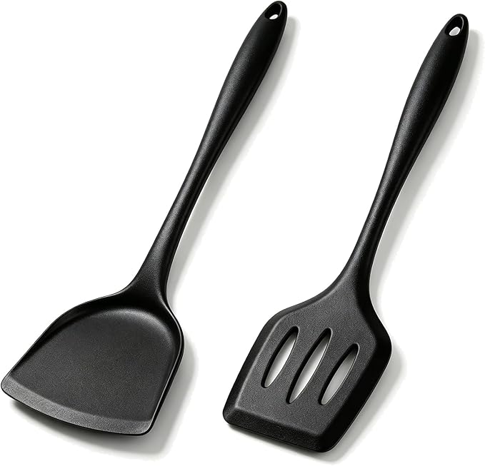 2‑Pack Silicone Kitchen Spatula Set | Heat‑resistant & non‑stick, dishwasher safe for eggs, pancakes, fish and burgers cooking.