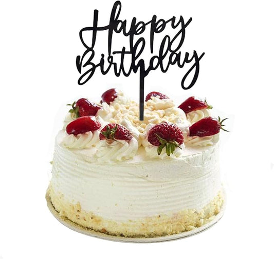 ZHENGYE Black Acrylic Happy Birthday Cake Topper - Cupcake Topper & Cake Decoration Supplies for Baby Shower, Children or Adults Birthdays