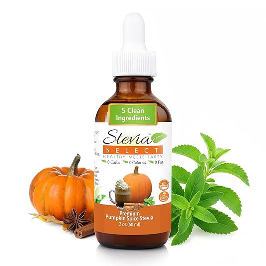 Stevia Select Pumpkin Spice Flavored Liquid Stevia – Zero Calorie Coffee, Tea, Drink & Baking Sweetener, All-Natural, No Erythritol, Keto-Friendly Sugar Alternative, 300 Servings – 2 Oz (1 Pack)