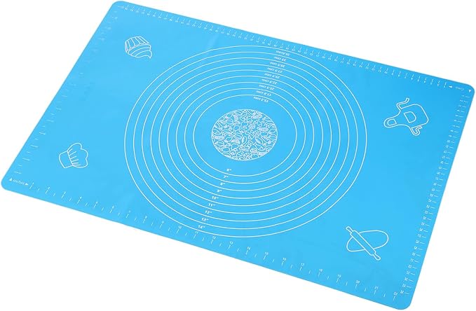 uxcell Silicone Baking Mat, 16 x 24 Inch Non Stick Pastry Mat Sheet, Counter Mat Reusable Oven Baking Mat for Pastry Rolling Dough with Measurements, Sky Blue