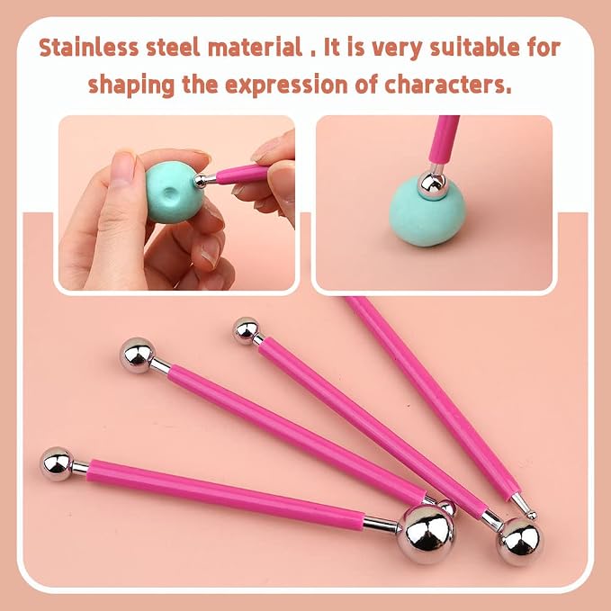 14 PCS Dotting Tools Ball Styluses with Box, Dotting Tools Set Rock Painting, Ball End Dot Art Tools, Embossing Tools, Pottery Clay Modeling Embossing Nail Art