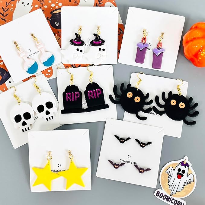 Xaekicr Halloween Polymer Clay Cutters Set – 8Pcs Clay Earring Cutters for Polymer Clay Jewelry, Ghost Bat Skull Pumpkin Shapes Clay Tools and Molds for DIY Crafts