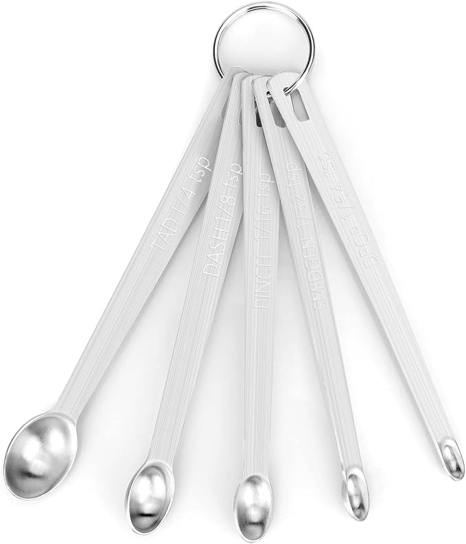 Mini Measuring Spoon Set, Heavy Duty Stainless Steel Measuring Spoons for Cooking Baking, Tablespoon Teaspoon for Dry or Liquid Ingredients, Fits in Spice Jar, 1/64 1/32 1/16 1/8 1/4 tsp