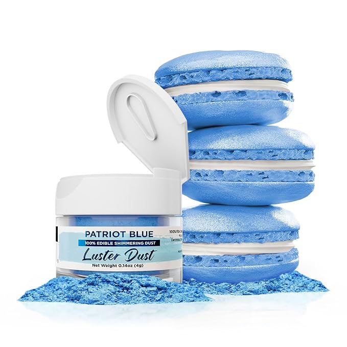 Luster Dust - Patriot Blue (4g 1x Jar) | Edible Vegan Dust & Paint for Cake Decorating, Ice Cream, Desserts, Cocktails and Beverages by Bakell