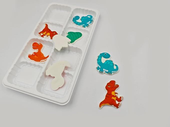 Edible 8 pieces Big Dinosaur cake decorations, perfect Snails cupcake toppers Icing Cookies decro for Spring Valentine's Day Birthday Halloween Thanksgiving Christmas party Team Dinner