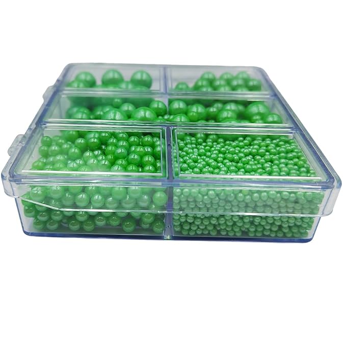 Green Pearl Sprinkles for Baking, 4 Sizes Mix Size, Edible Pearls for Cupcake Topper, Ice Cream, Cookie, Donuts, Cake Decorating (2mm, 4mm, 7mm, 10mm)
