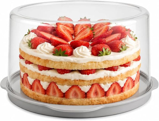 Evelots 12-Inch Airtight Cake Container with Lid - Portable Carrier for Pies, Cakes, Cupcakes & More - BPA-Free Clear Plastic - Secure & Easy Transport