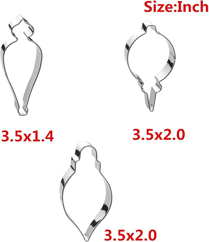 Christmas Ornament Cookie Cutter Set -6 Pieces In Assorted Designs - Stainless Steel