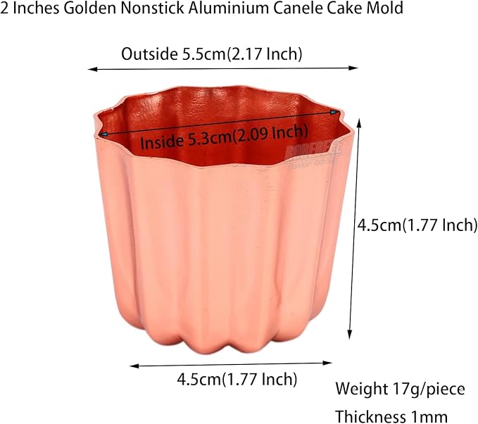 10pcs 2 Inch Fluted Side Flower Cup Shape Nonstick Golden Aluminium Canele Molds Tart Maker Jelly Cheese Holder Baking Tools