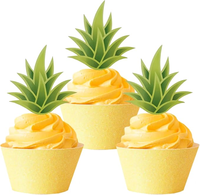 24pc Tropical Aloha Cupcake Toppers - Luau Hawaiian Theme Decorations for Baby Showers & Parties