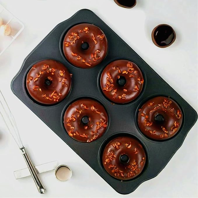 2 Pack 6-Cavity Nonstick Donut Pan Baking Ring Doughnut Pans for Bread Muffin Baking Pastries Cookies Bagel 8.8 x13.8 Inch