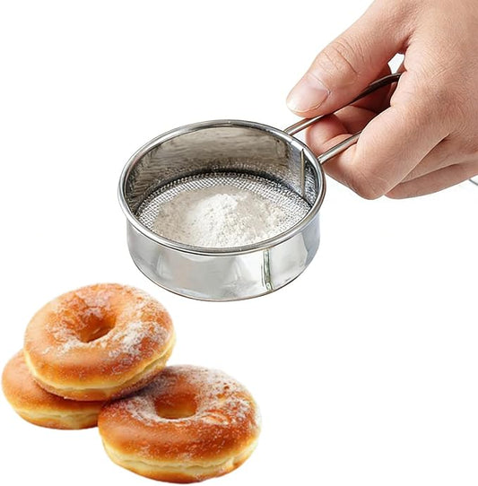 Sifter for Baking Powdered Sugar,Duster Flour Sifter for Baking,Sieve Fine Mesh Stainless Steel for Powdered Sugar, Cocoa Powder, Matcha Powder